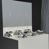 Set of 6 silver metal ice cream cups with small base D9 H5.5