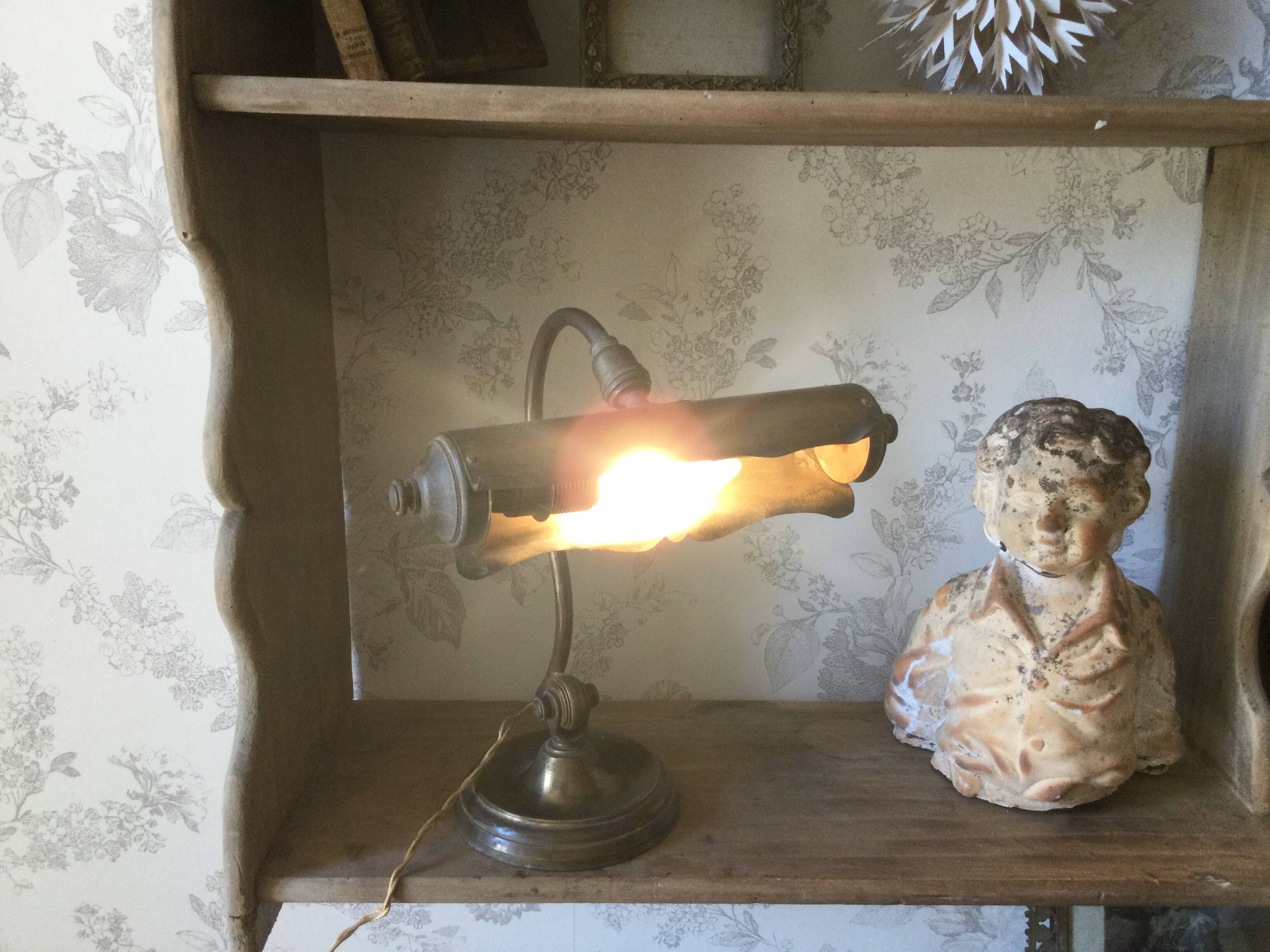 Lampe ancienne de bureau en cuivre