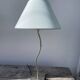 Pair of lamps with wavy metal base and blue lampshade 2000
