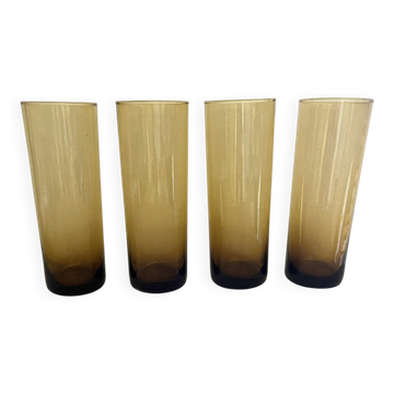 4 amber glasses