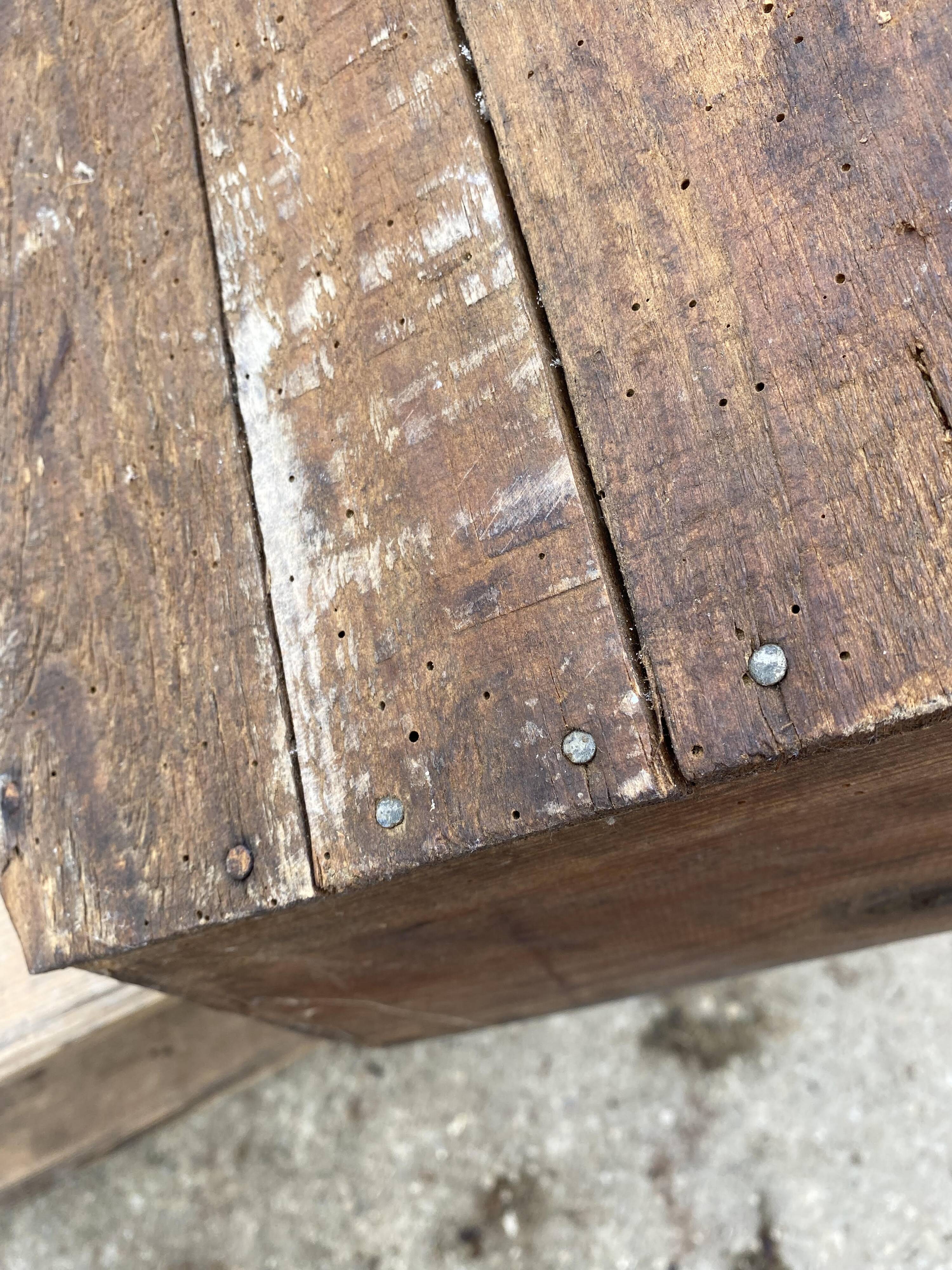 Authentic wooden crate basket with metal handle, old 1950s