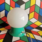Vintage white opaline living room bedside desk lamp "Green"