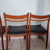 Set or suite of 4 chairs vintage Scandinavian armchairs industrial black solid wood dining room