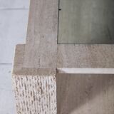 Coffee table in travertine and glass by Claude Berraldacci