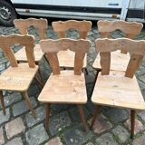 Set of 6 mountain chairs in fir folk art