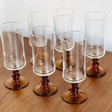 6 70s champagne flutes with amber stem