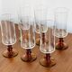 6 amber-stemmed champagne flutes, 1970s