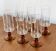6 amber-stemmed champagne flutes, 1970s