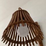 Louis Sognot rattan wall lamp from the 50s and 60s