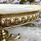 Louis XVI style oval coffee table in onyx and gilt brass