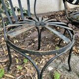 2 Francois Carre Sunburst garden chairs and 1 armchair with spring, 1930s
