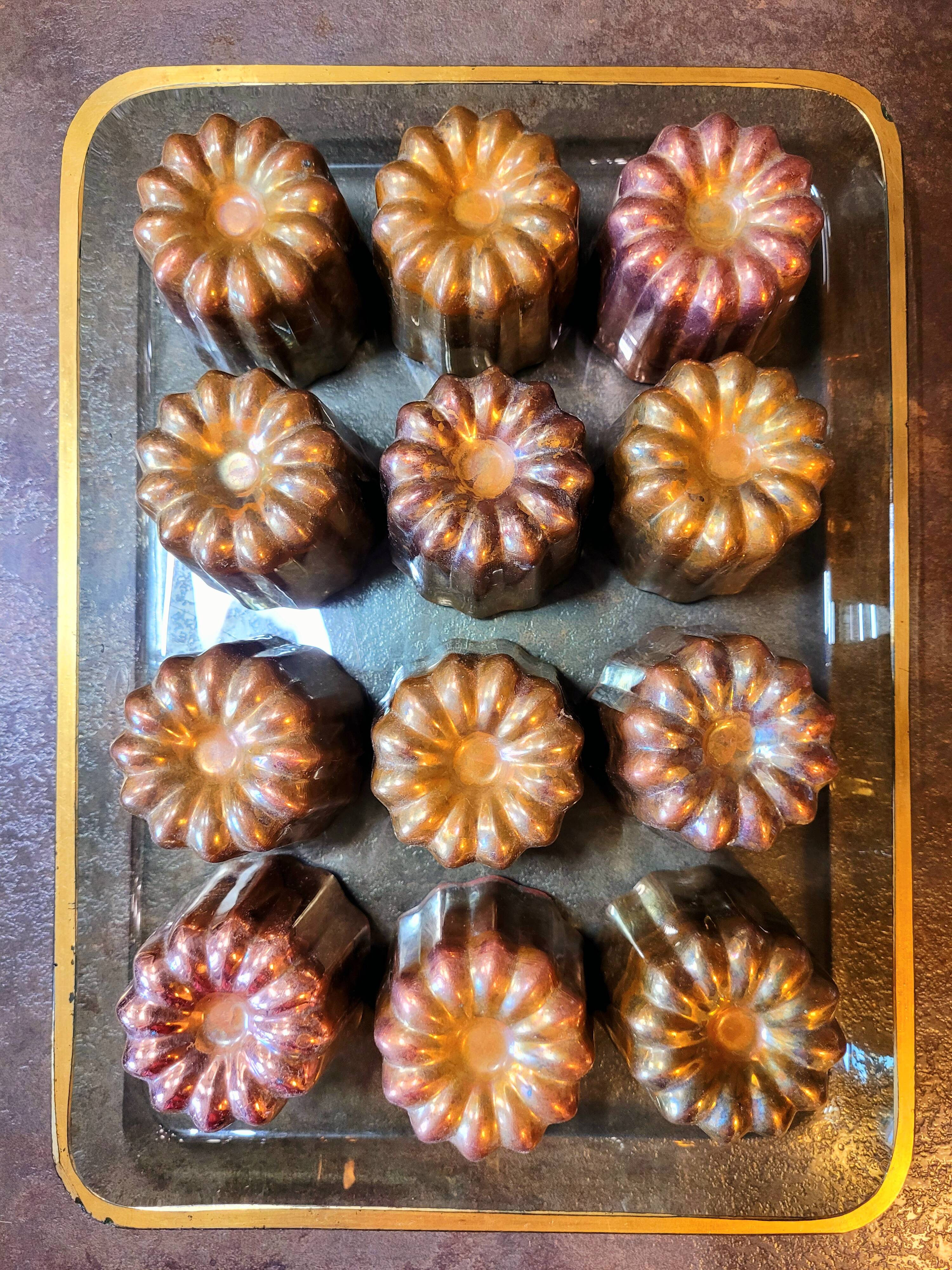 12 old vintage copper fluted molds