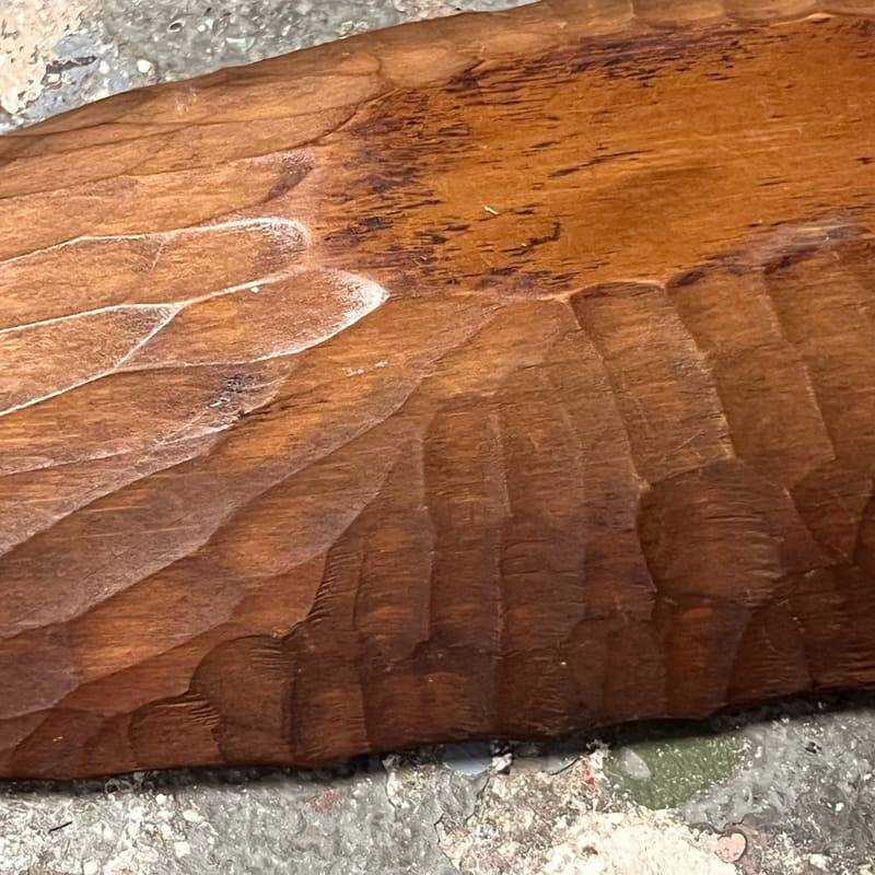 Oval hammered wooden dish