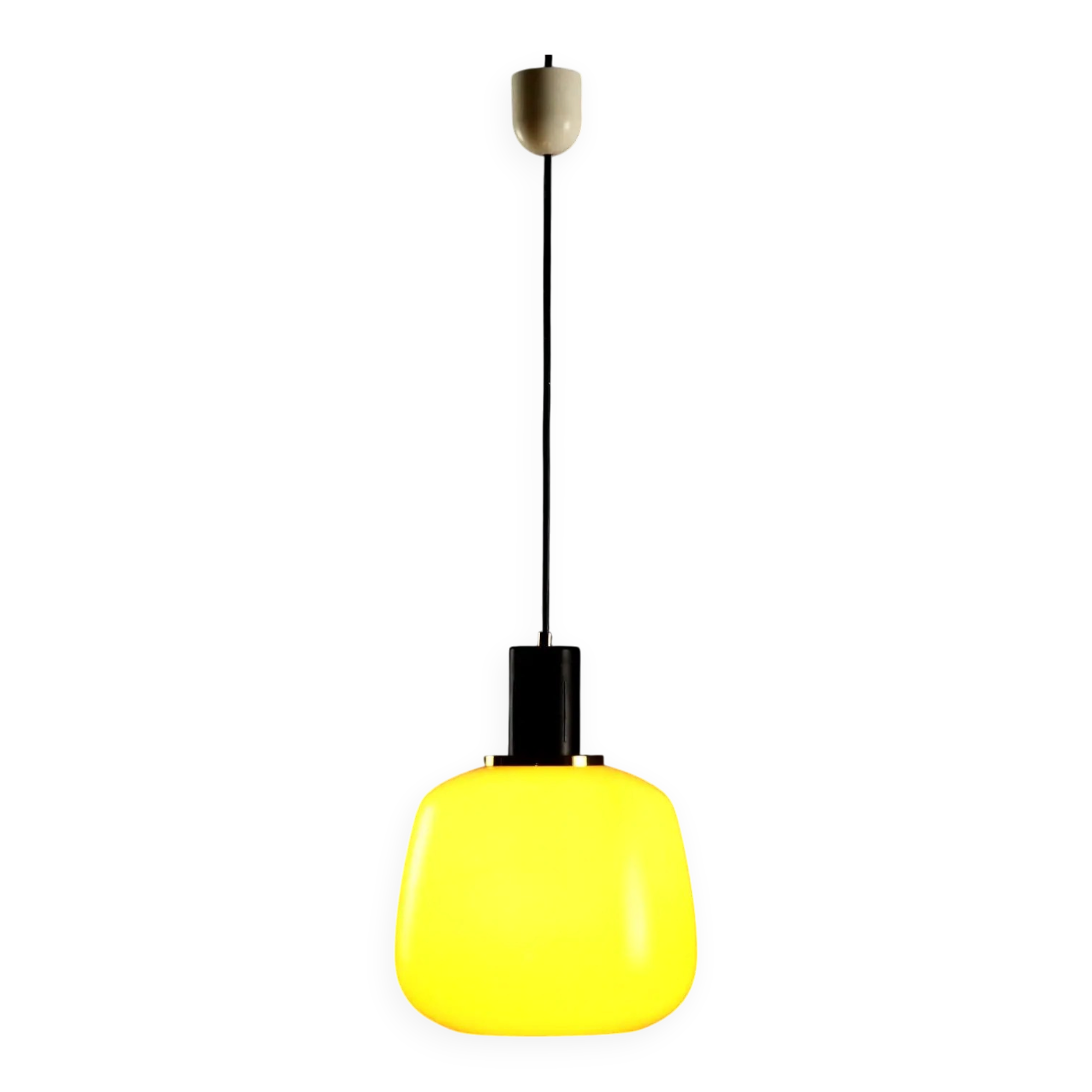 Vintage metal and glass pendant light design Italy 1960s