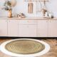 Round carpet in beige white jute 160 cm