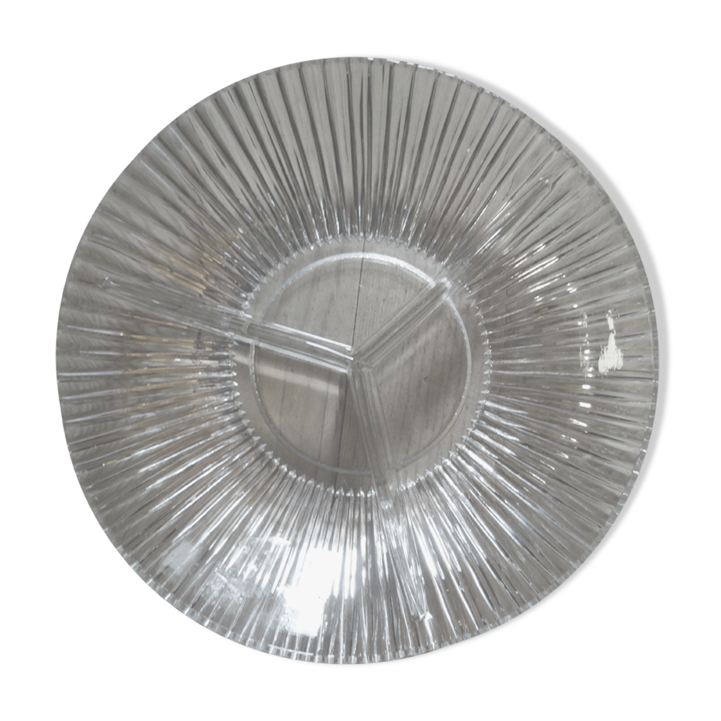 Round glass aperitif dish 3 compartments