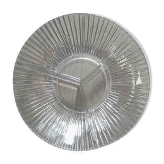 Round glass aperitif dish 3 compartments