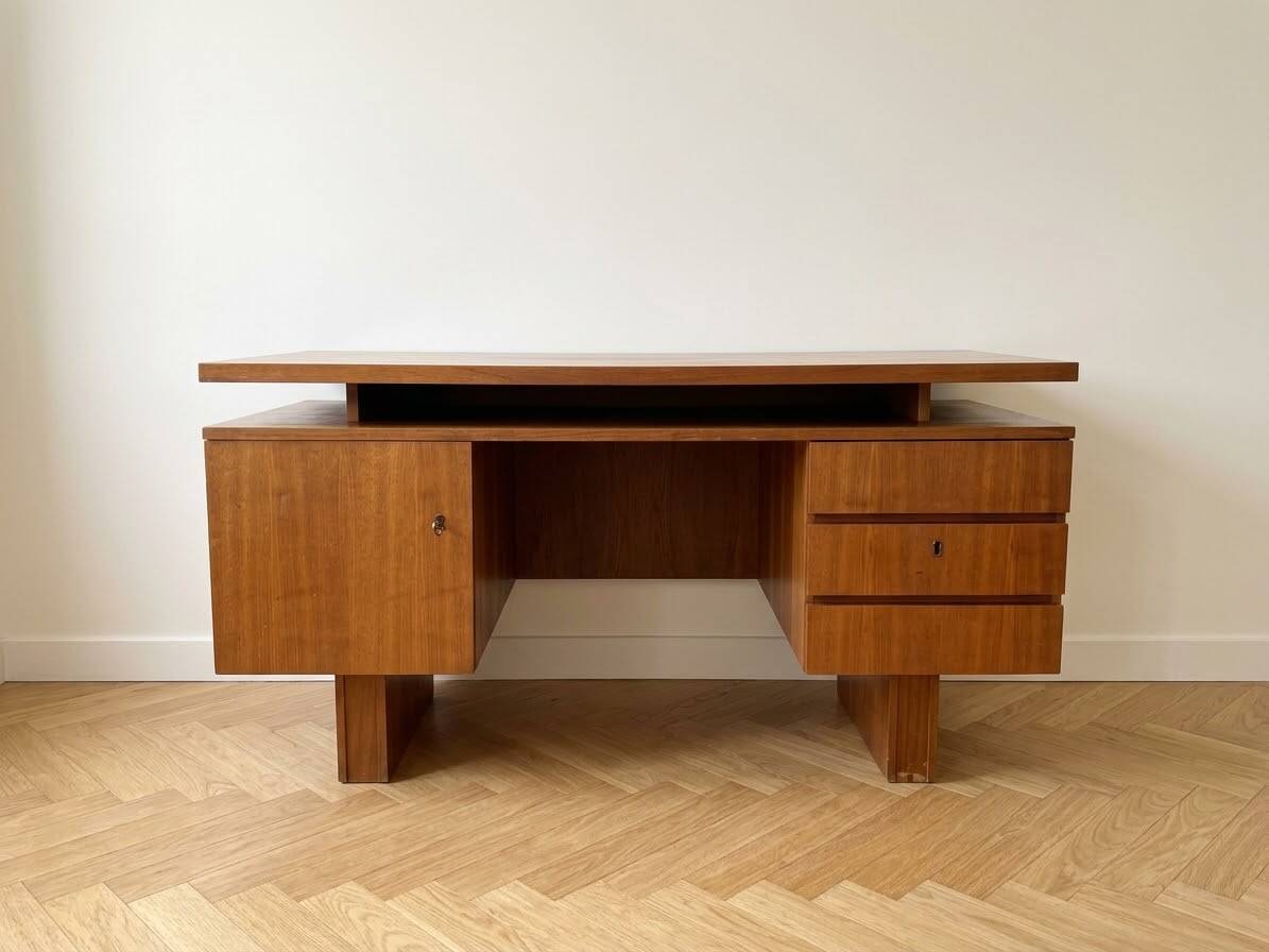 Vintage Scandinavian wooden executive desk
