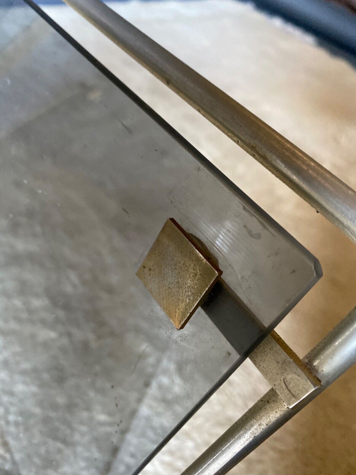Foldable magazine holder in smoked glass and metal chrome dore 1970