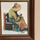 Original Swedish Oil on canvas “Basket-Making Woman” Signed & Framed 27×33cm
