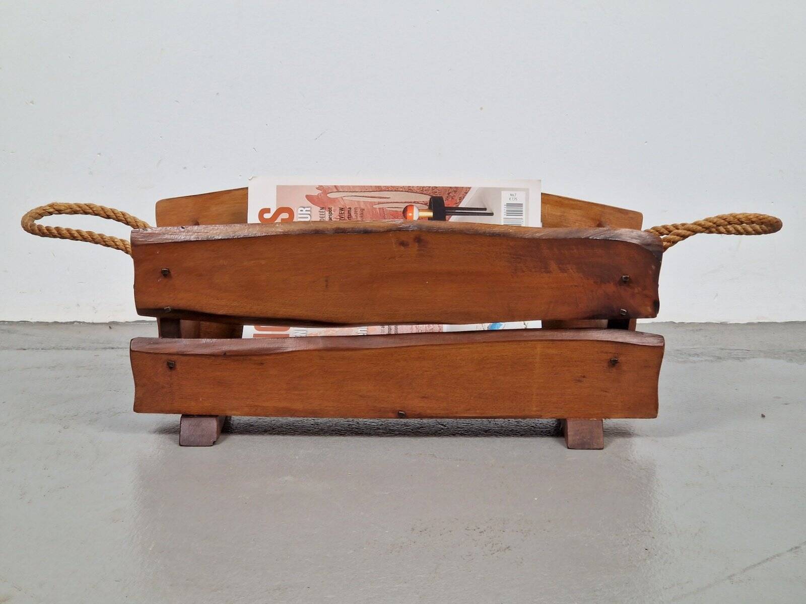 Brutalist Rope Magazine Rack, 1960s