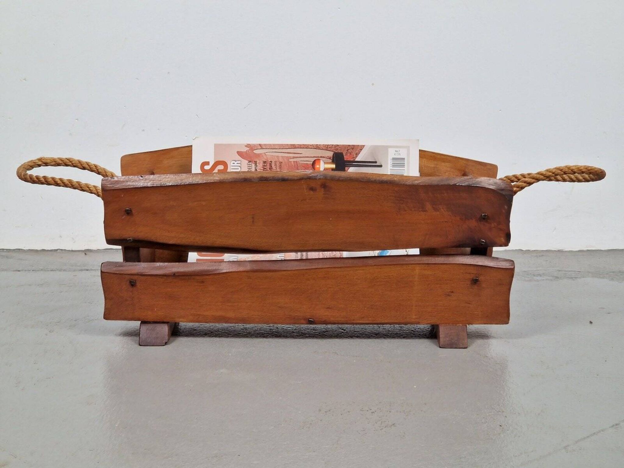 Brutalist Rope Magazine Rack, 1960s