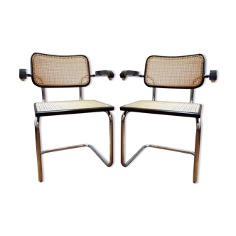 Pair of chairs with armrests B64 Marcel Breuer Cesca