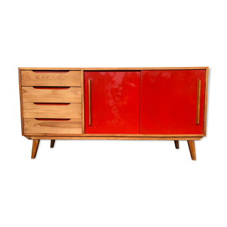 Enfilade vintage moderniste pieds compas 150 cm années 1950