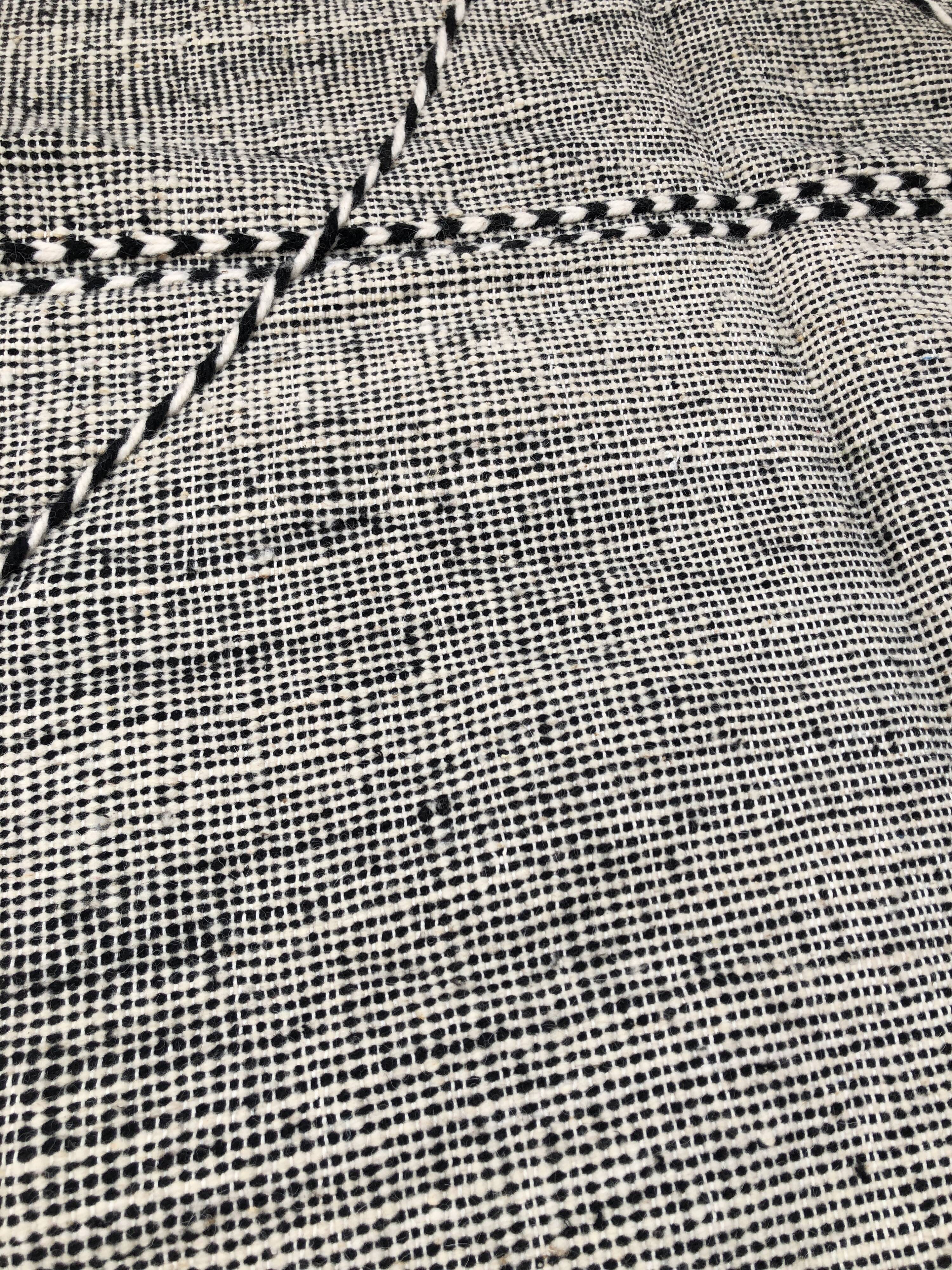 Moroccan Berber carpet Kilim Zanafi black and white 1, 47x1,04