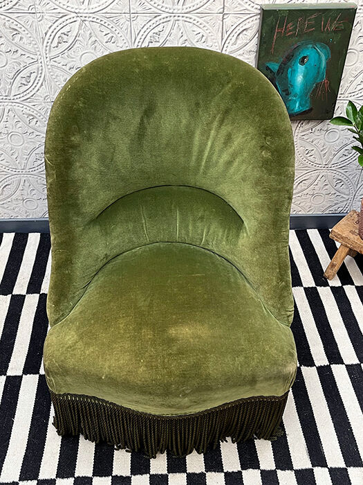 Olive green toad armchair