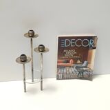 Postmodern Silver-Plated Brass and Plexiglass Candelabrum by Mesa, Italy 1970s