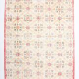 6x10 Vintage Beige & Powder Pink Floral Handmade Vintage Rug, 186x295 Cm