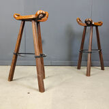 Mid-century brutalist bar stools - set of 8, 1960s