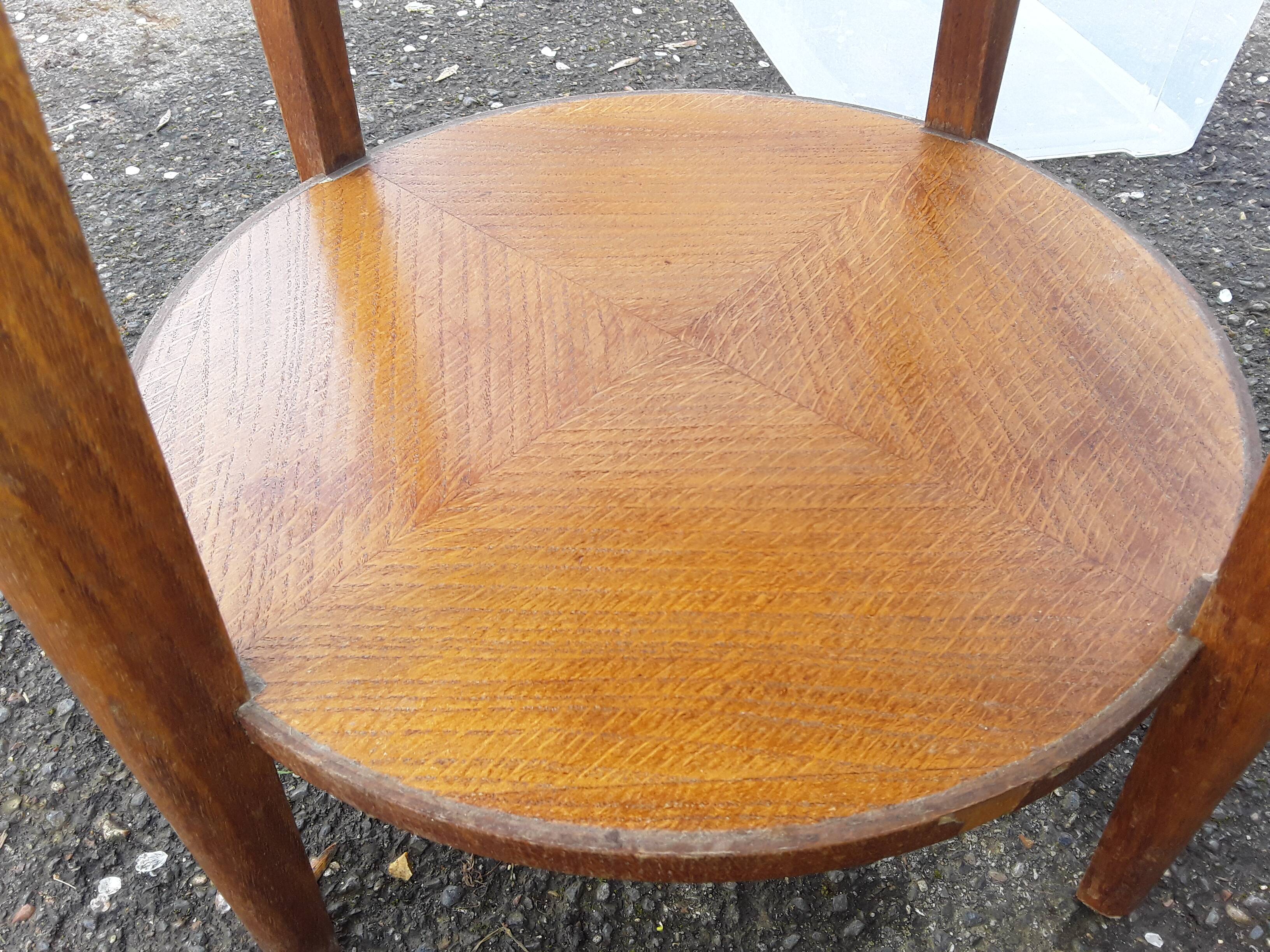 Gueridon vintage placage chêne
