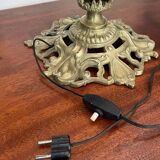 Bronze lamp and amber globe circa 1900