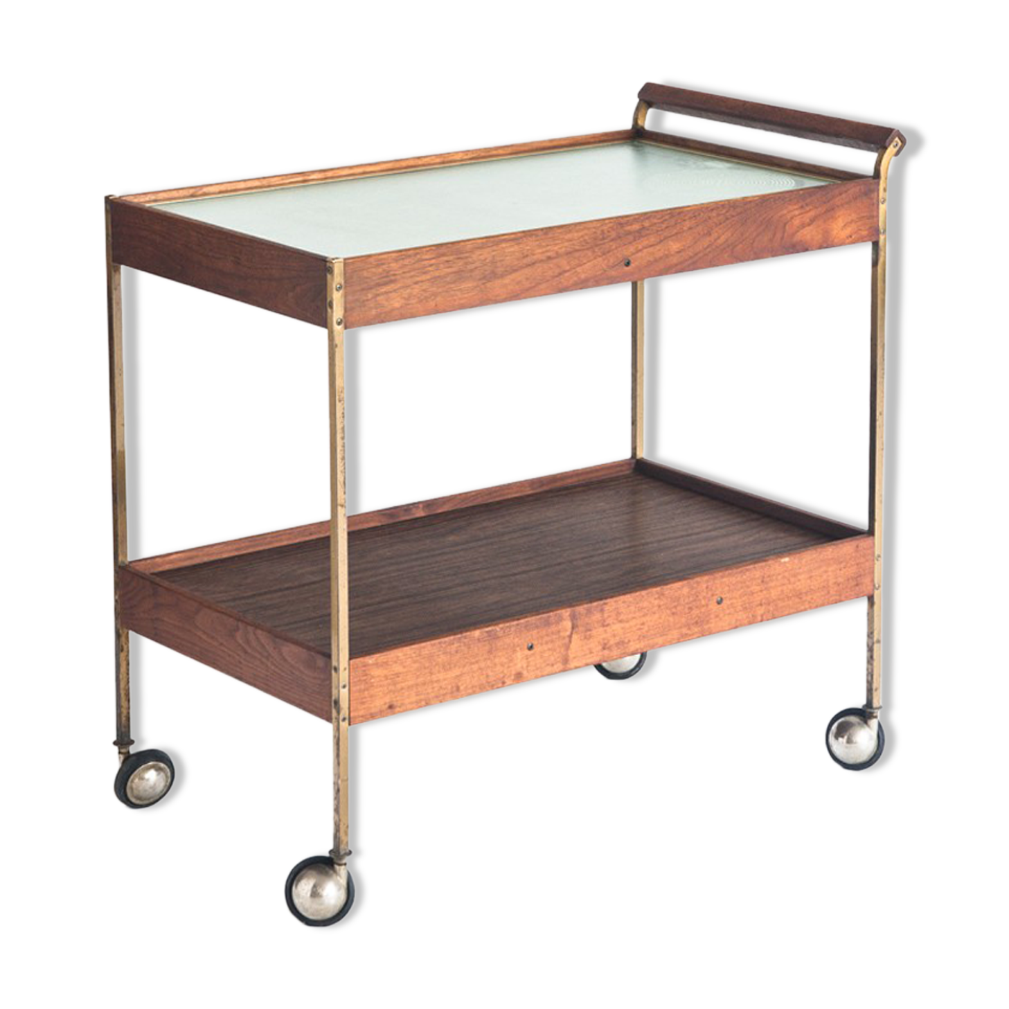 Vintage dessert in teak, brass and glass, 1960