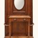 Napoleon III entrance hall wardrobe in solid oak with bevelled mirror.