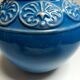 Ceramic vase ball blue art deco vintage carved numbered