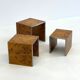 Set of three Tommaso Barbi mid-century modern burl wood nesting tables