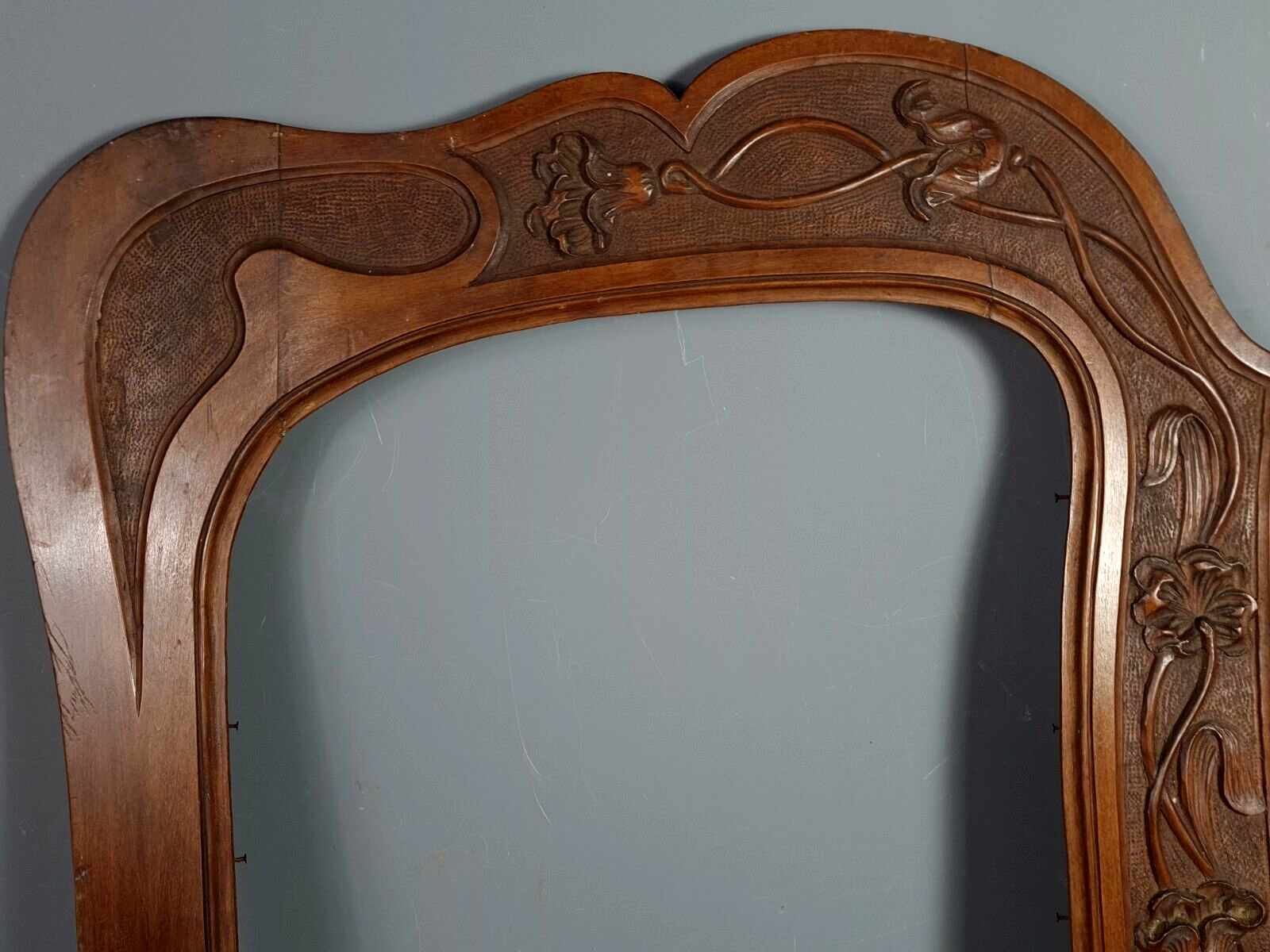 Art Nouveau frame carved wood 73x60 cm, foliage 55.5x36 cm for mirror SB