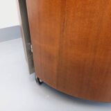 Round Italian teak coffee table swivel bar by Eugenio Gerli for Tecno