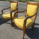 Pair of consulate era chairs in walnut
