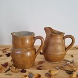 Pair of pitchers carafes vase stoneware