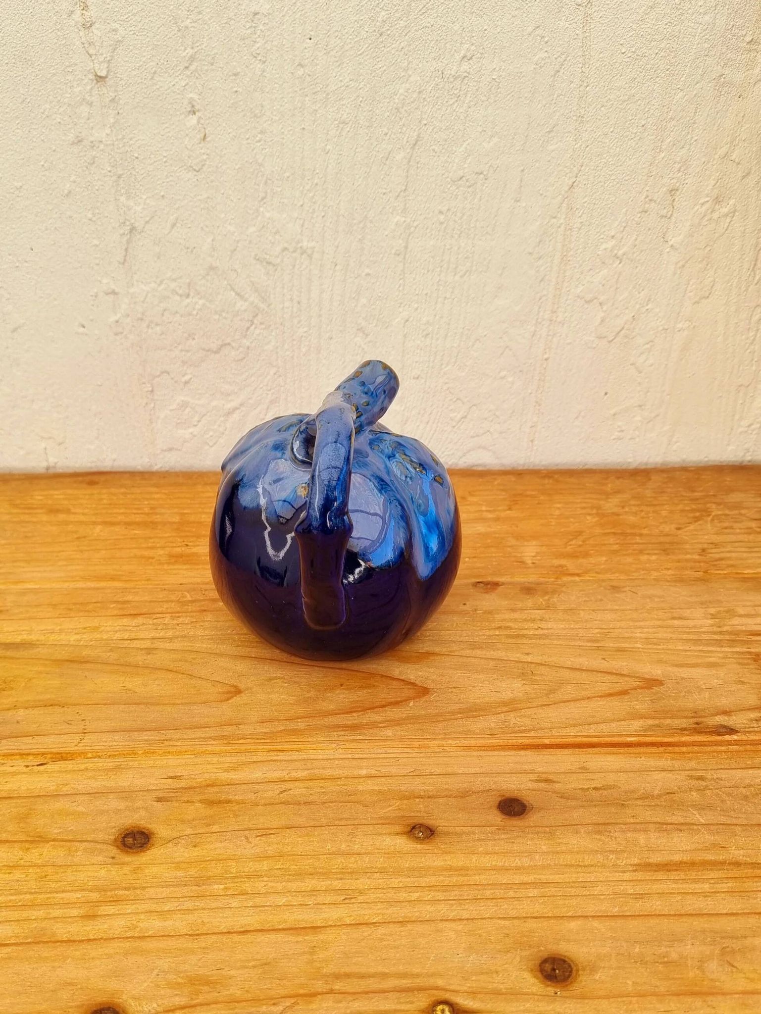 Alpho vintage blue ceramic melon jug
