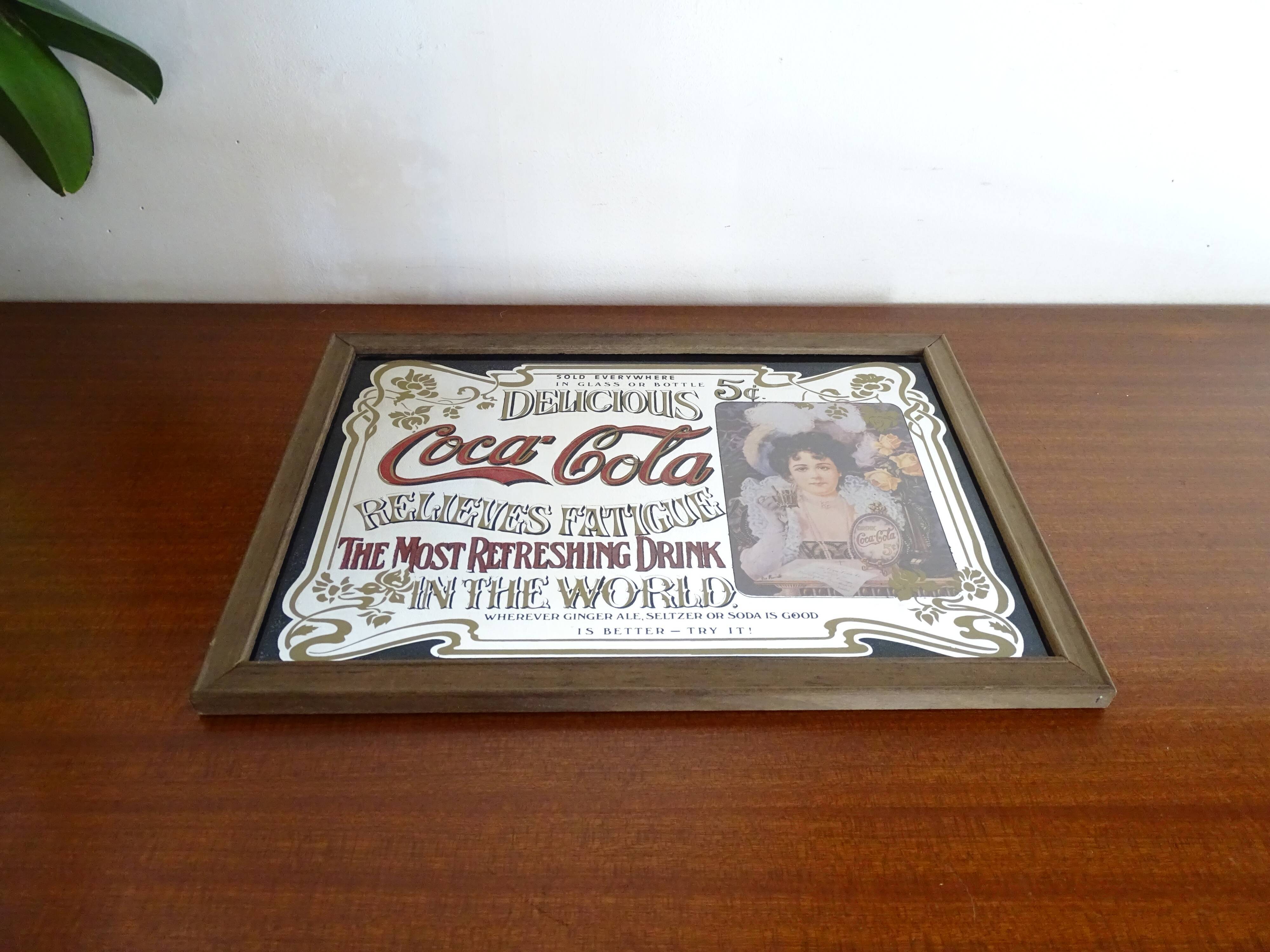 Vintage Coca Cola advertising mirror - Bar decoration - 22.5 x 32.5