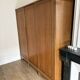 Large vintage Scandinavian wardrobe with 3 sliding doors.