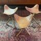 Tabourets tripodes mexicain vintage en bambou et cuir