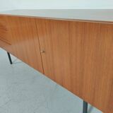 Scandinavian vintage teak and metal long sideboard, 60s