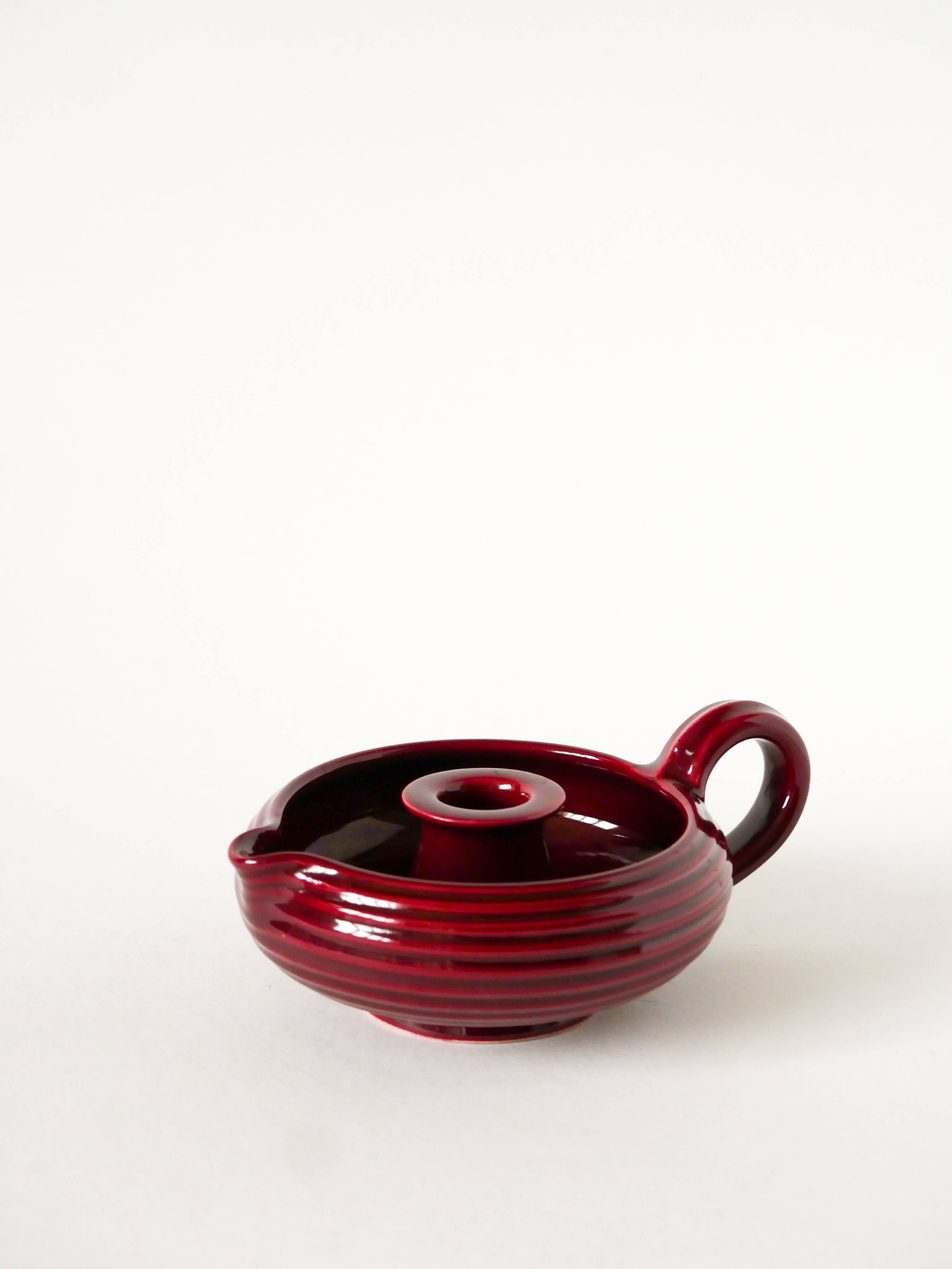 Large ceramic candle holder, Bordeaux, signed Vallauris, 1970