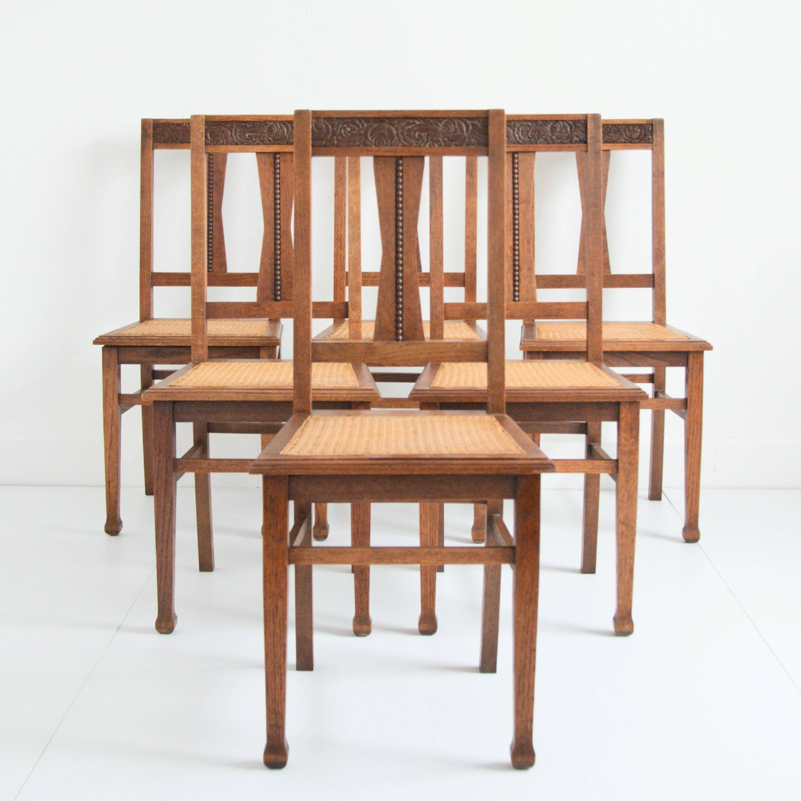 Suite de 6 chaises anciennes Art Déco, 1930